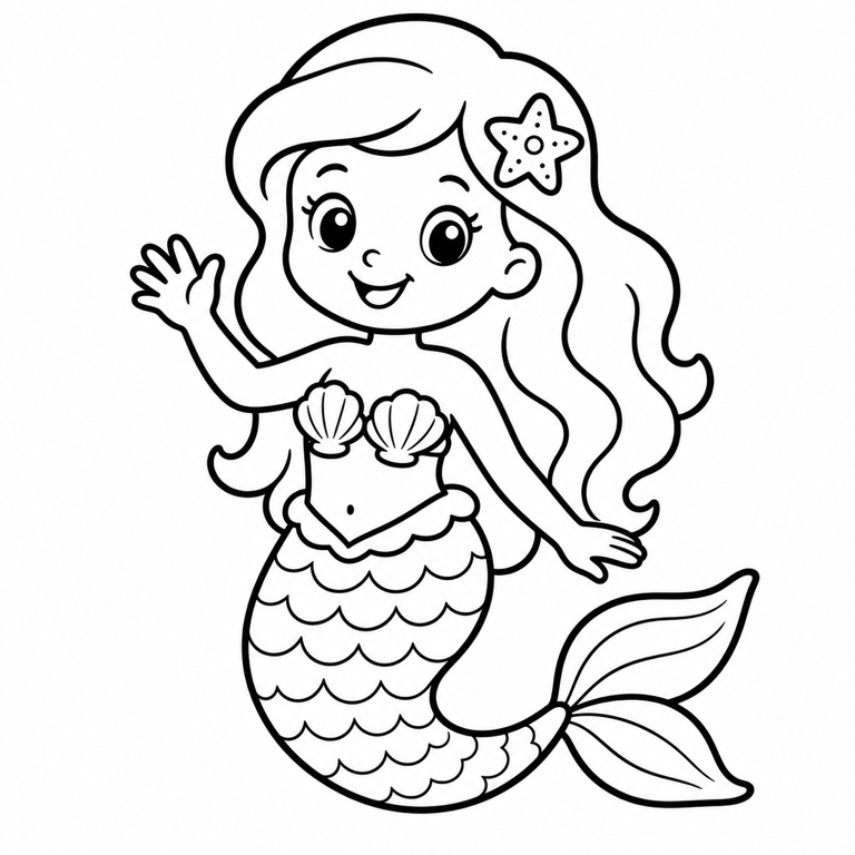 Sirena feliz para colorear