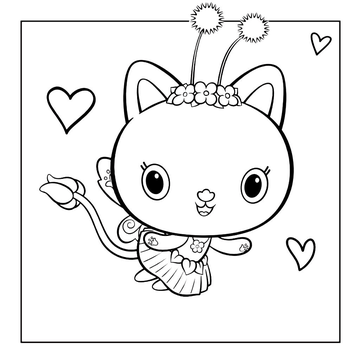 Gabby gato con flores para colorear