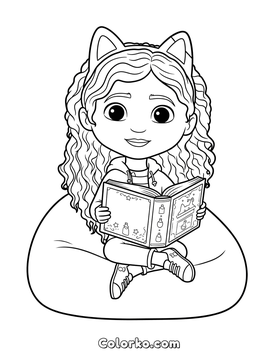 Gabby leyendo para colorear