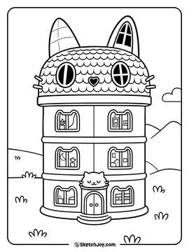 Gabby casa frontal para colorear